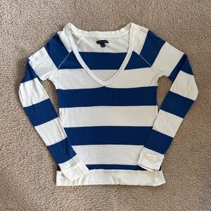 American Eagle Striped V-Neck Sweater